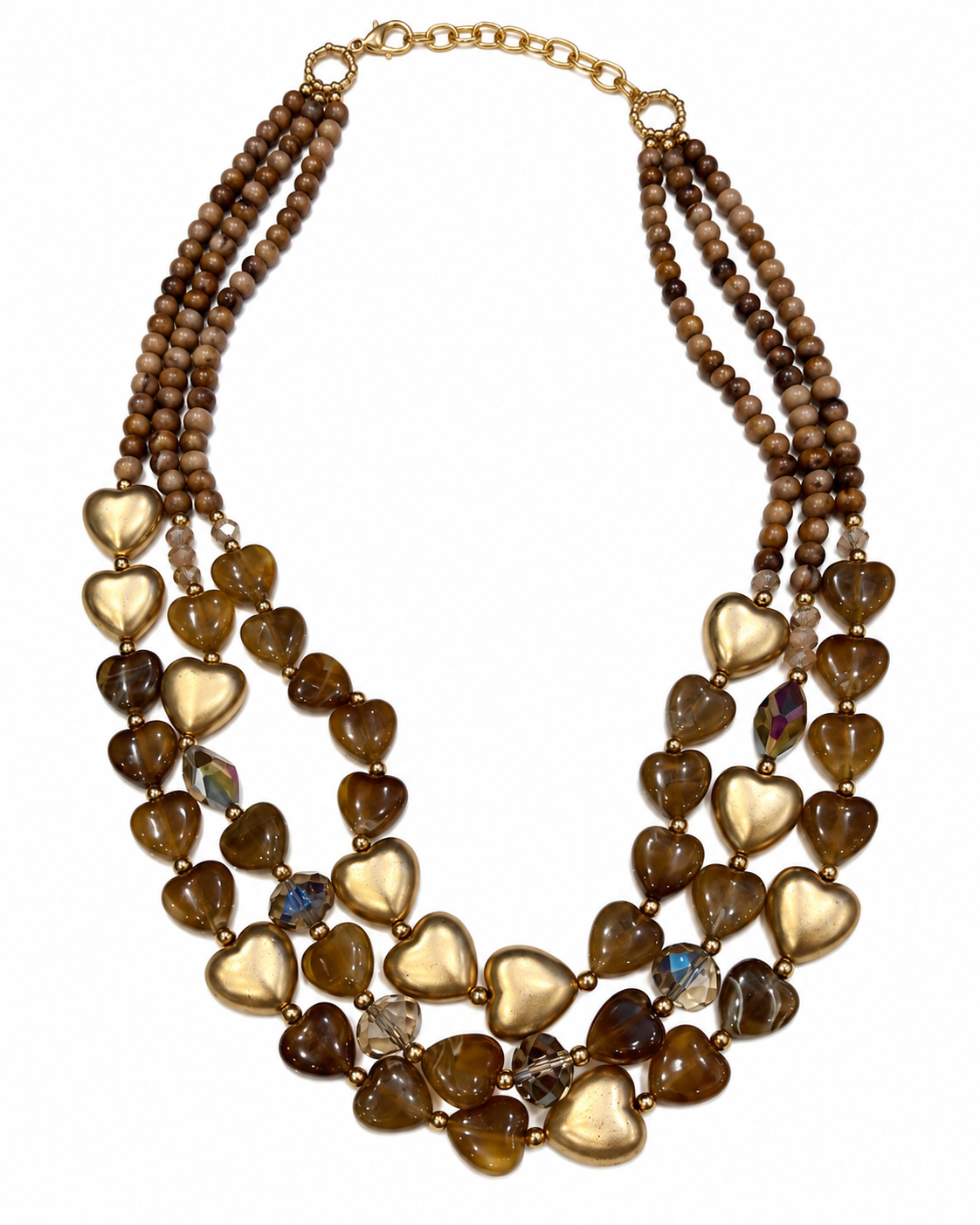 Layered Heart Bead Statement Necklace