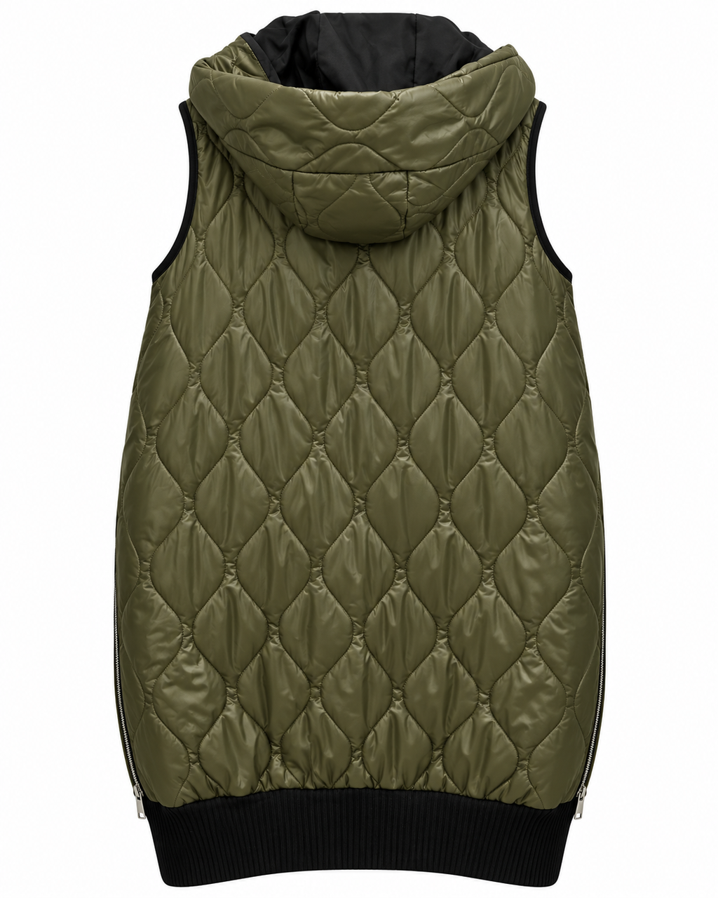 Olive Green Quilted Hooded Vest
