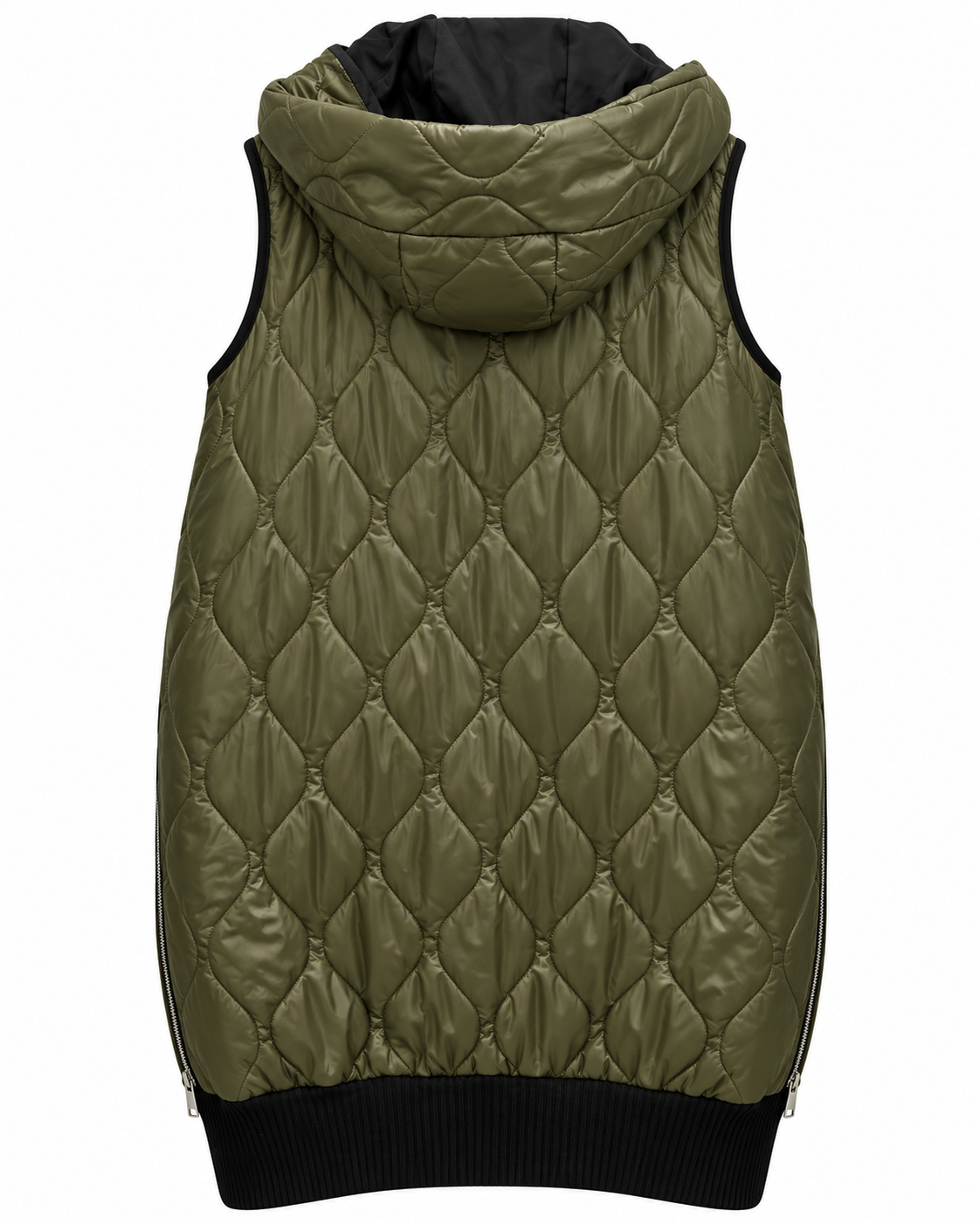 Olive Green Quilted Hooded Vest