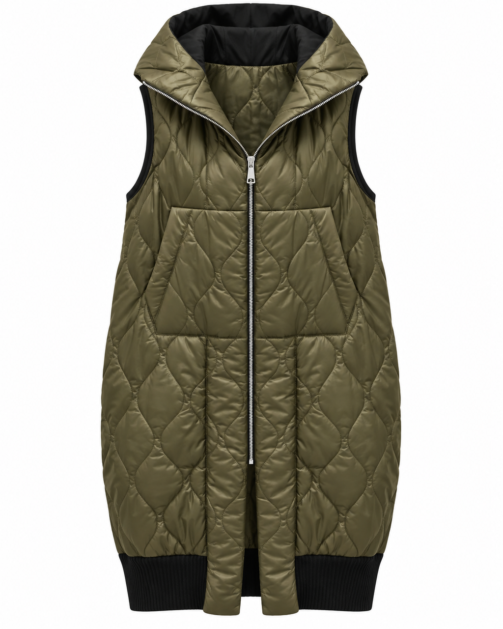 Olive Green Quilted Hooded Vest