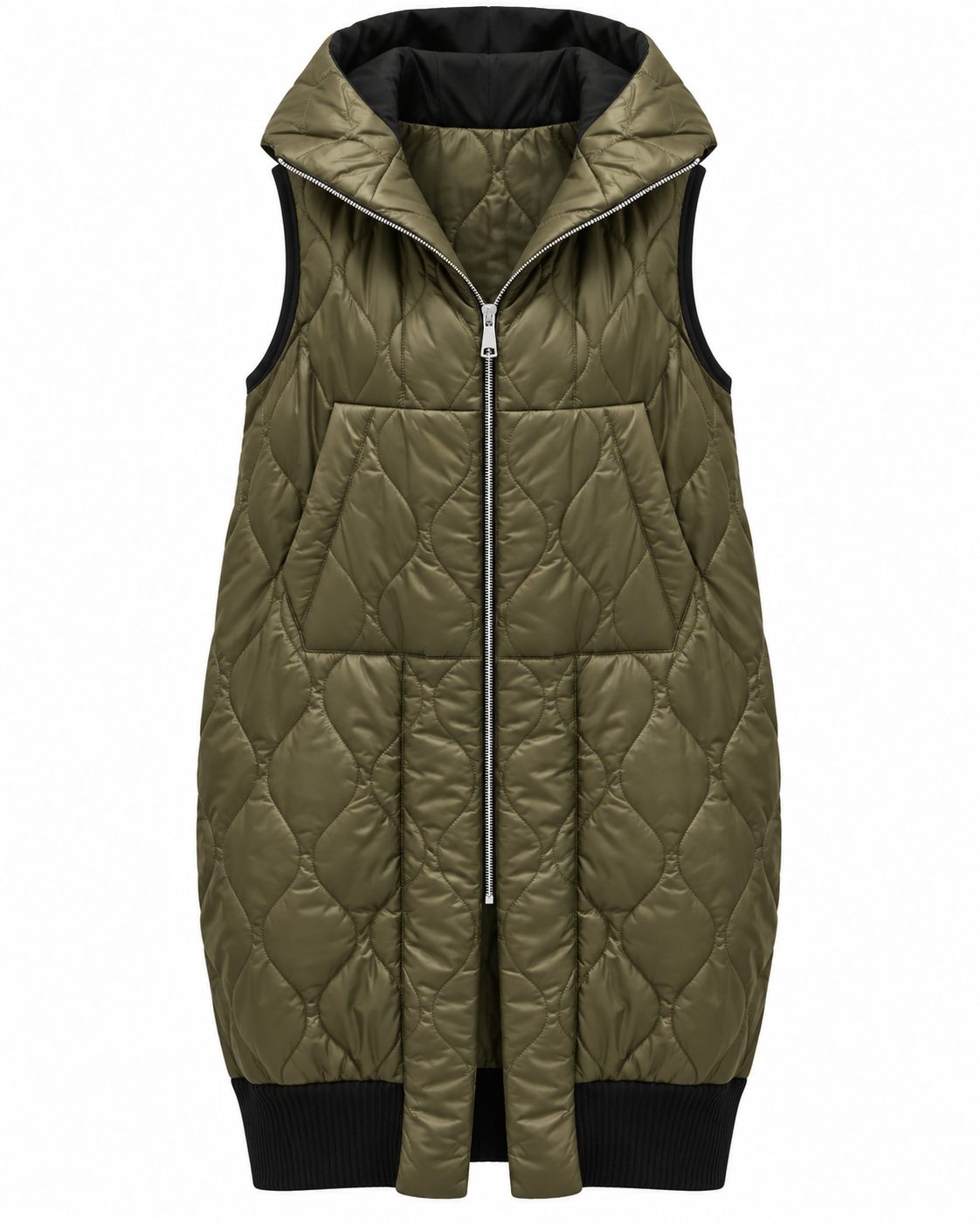 Olive Green Quilted Hooded Vest