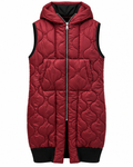 Burgundy Quilted Hooded Long Vest