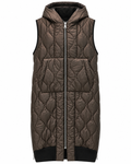 Brown Quilted Long Hooded Vest