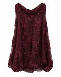 Burgundy Floral Sequin Overlay Top