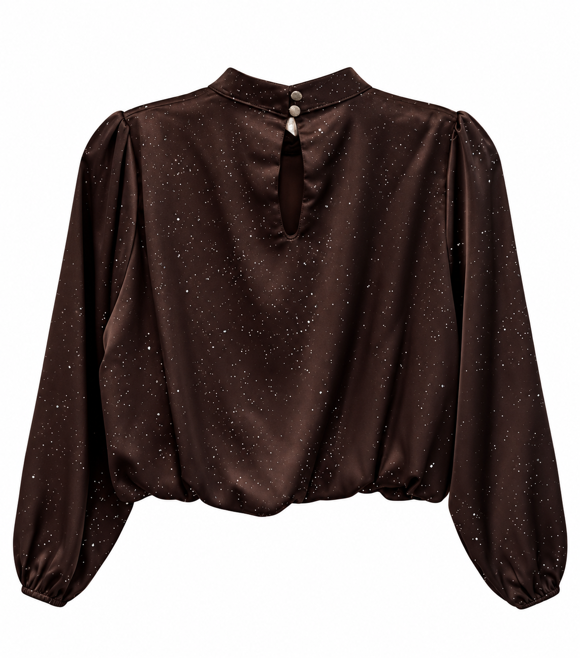 Brown Sparkle High-Neck Blouse