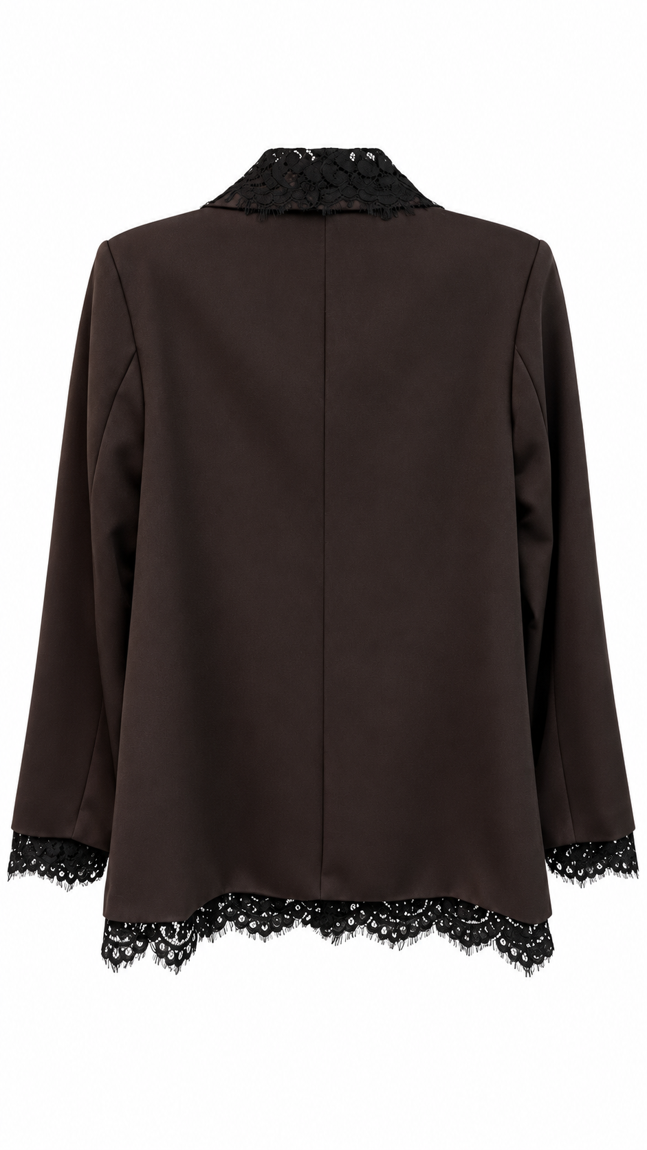 Brown Lace-Trimmed Two-Piece Suit Set