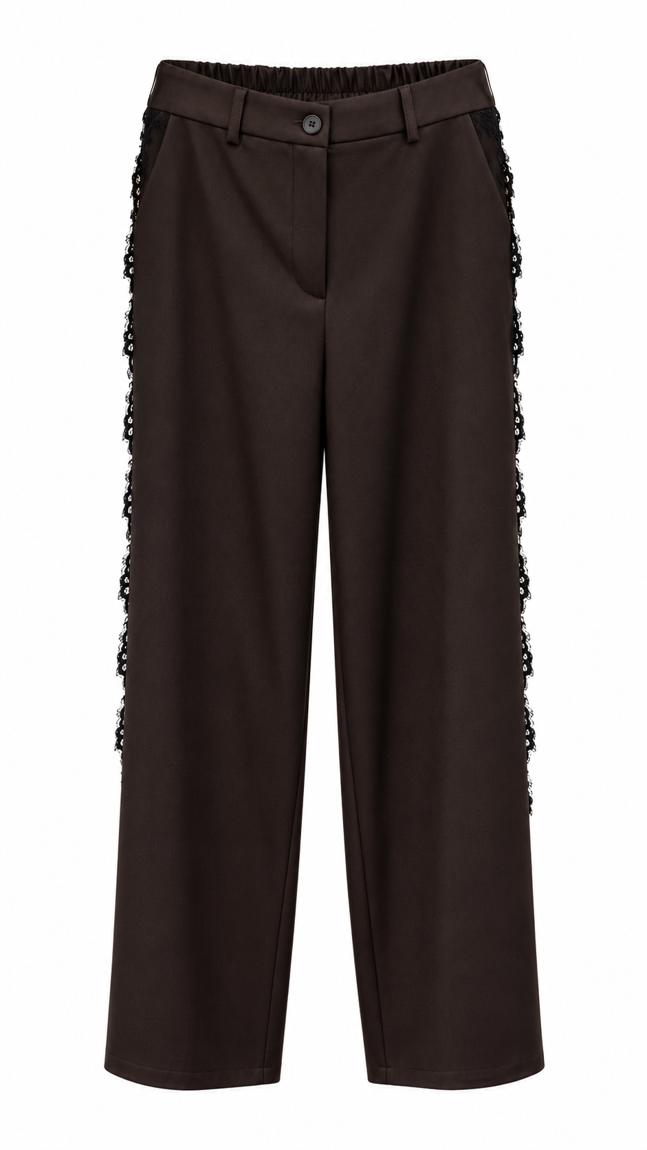 Brown Lace-Trimmed Suit Set