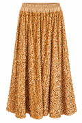 Gold-Tone Sequin Flared Skirt
