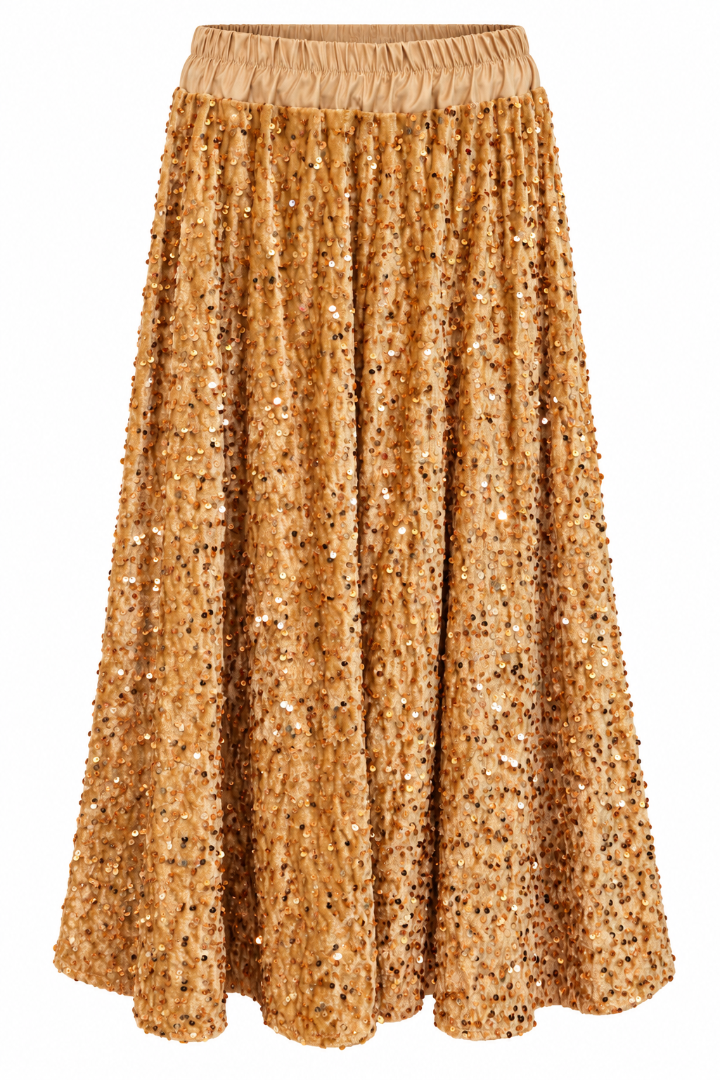 Gold-Tone Sequin Flared Skirt
