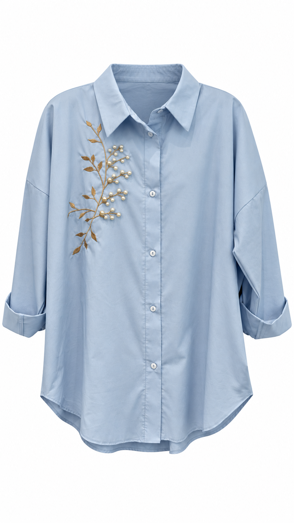Floral Embellished Button-Up Shirt