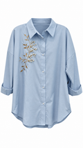 Floral Embellished Button-Up Shirt