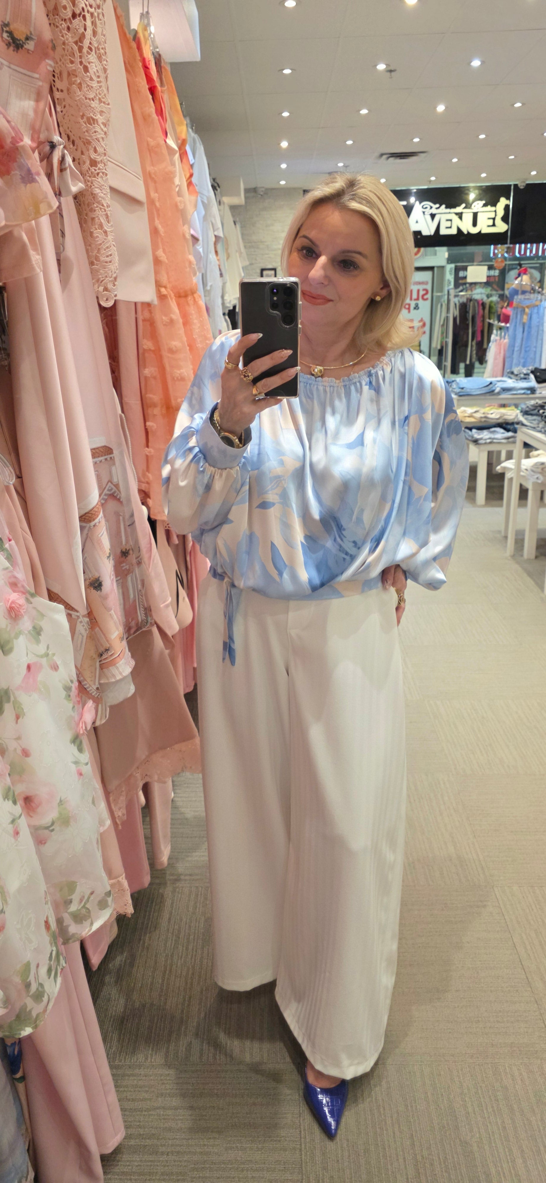 Sky Blue Satin Blouse