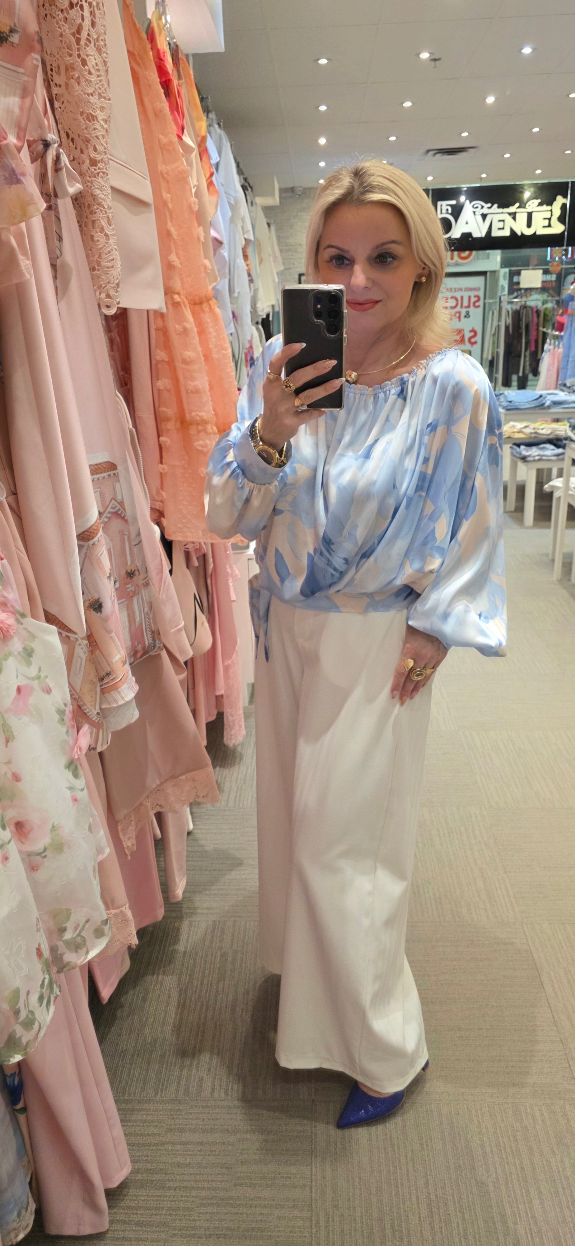 Sky Blue Satin Blouse