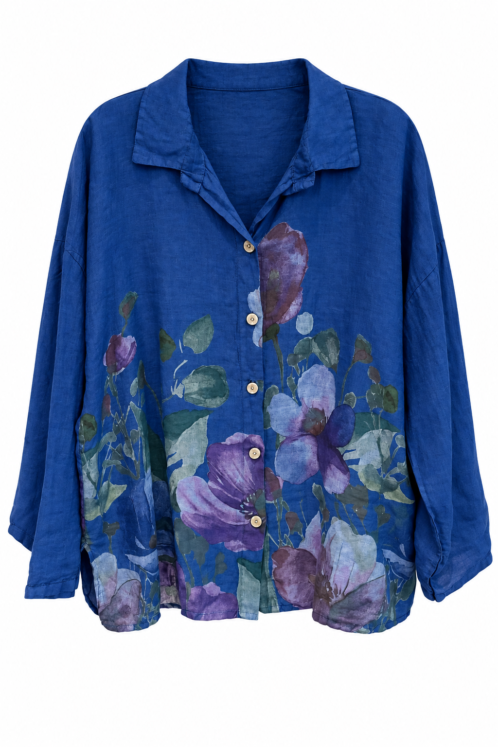 Royal Blue Floral Linen Set