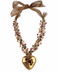 Gold Heart Pendant Beaded Necklace