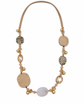 Champagne Bead Gold Medallion Necklace