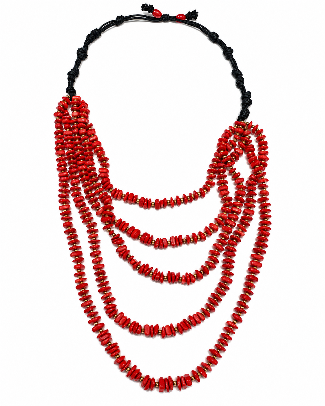 Red Coral Multi-Strand Necklace