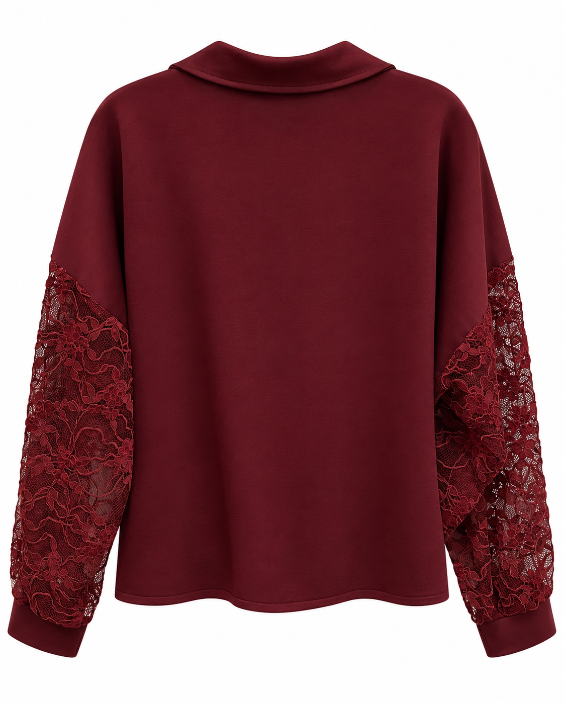 Burgundy Lace-Sleeve Set