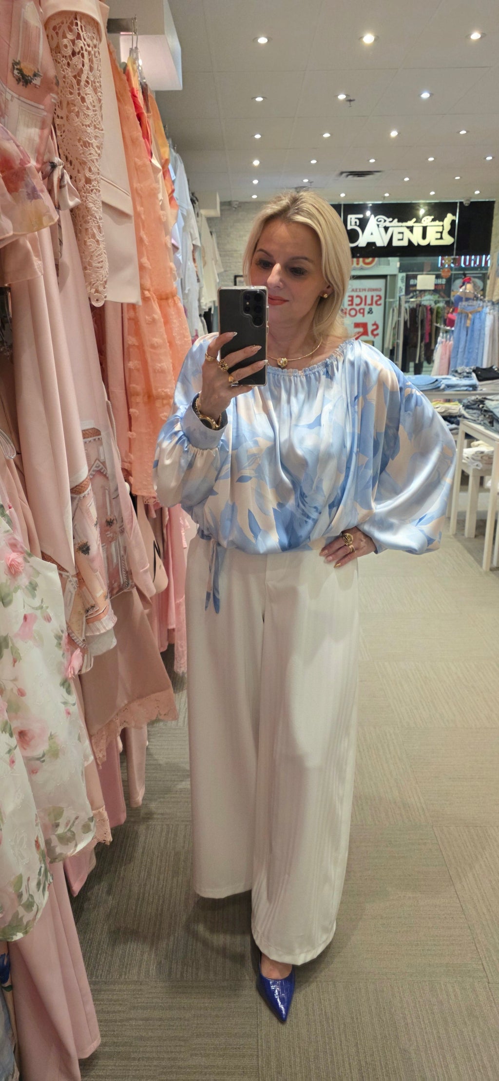 Sky Blue Satin Blouse