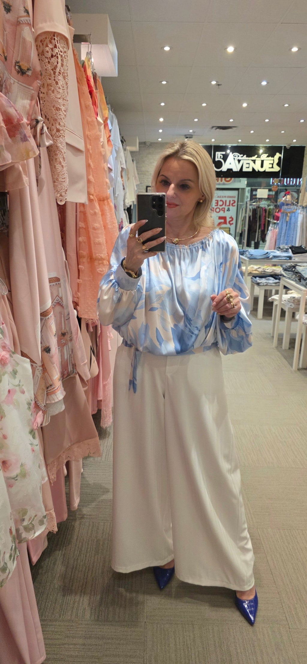 Sky Blue Satin Blouse