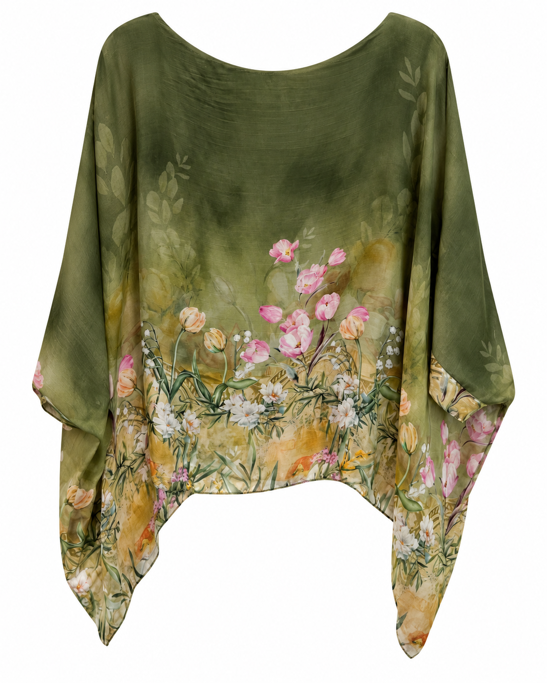 Olive floral blouse back