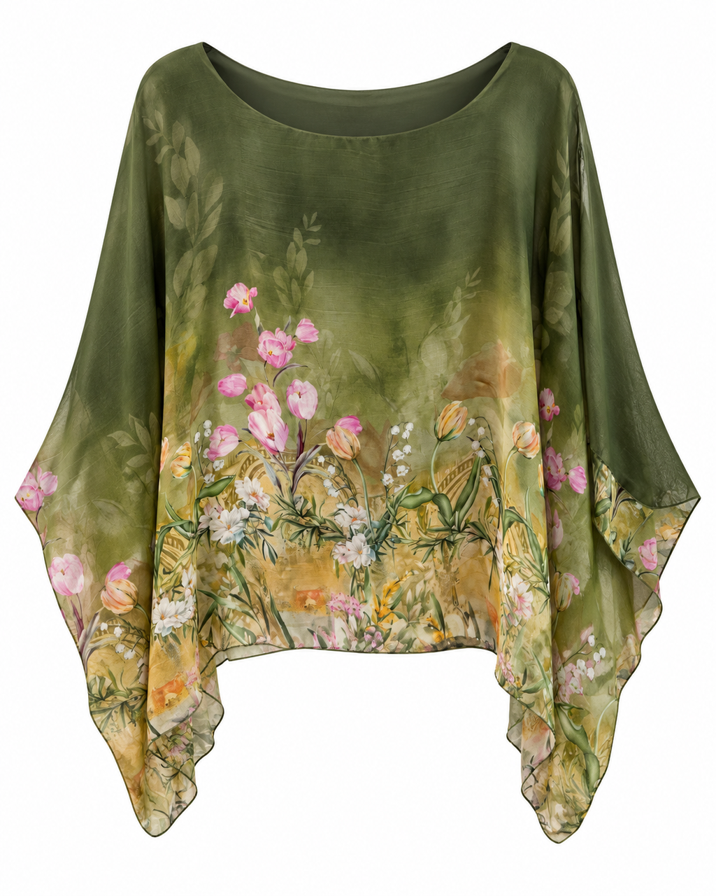 Olive floral blouse front