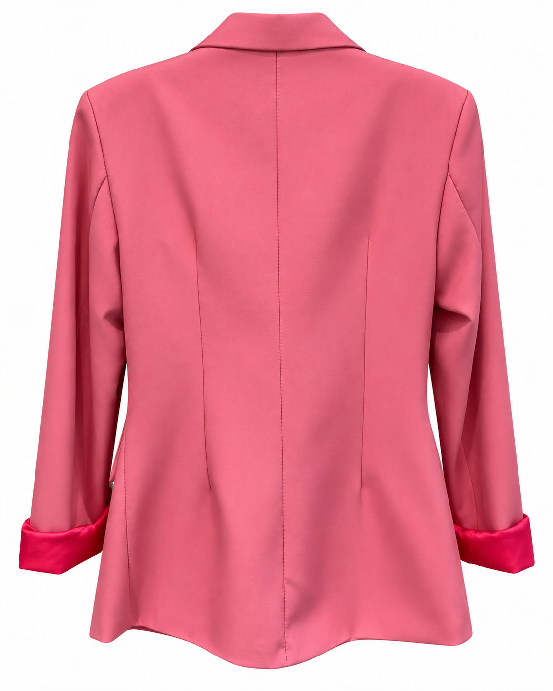 Pink Rose-Appliqué Double-Breasted Blazer
