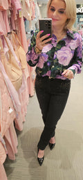 Purple Rose Floral Shirt fits S/M