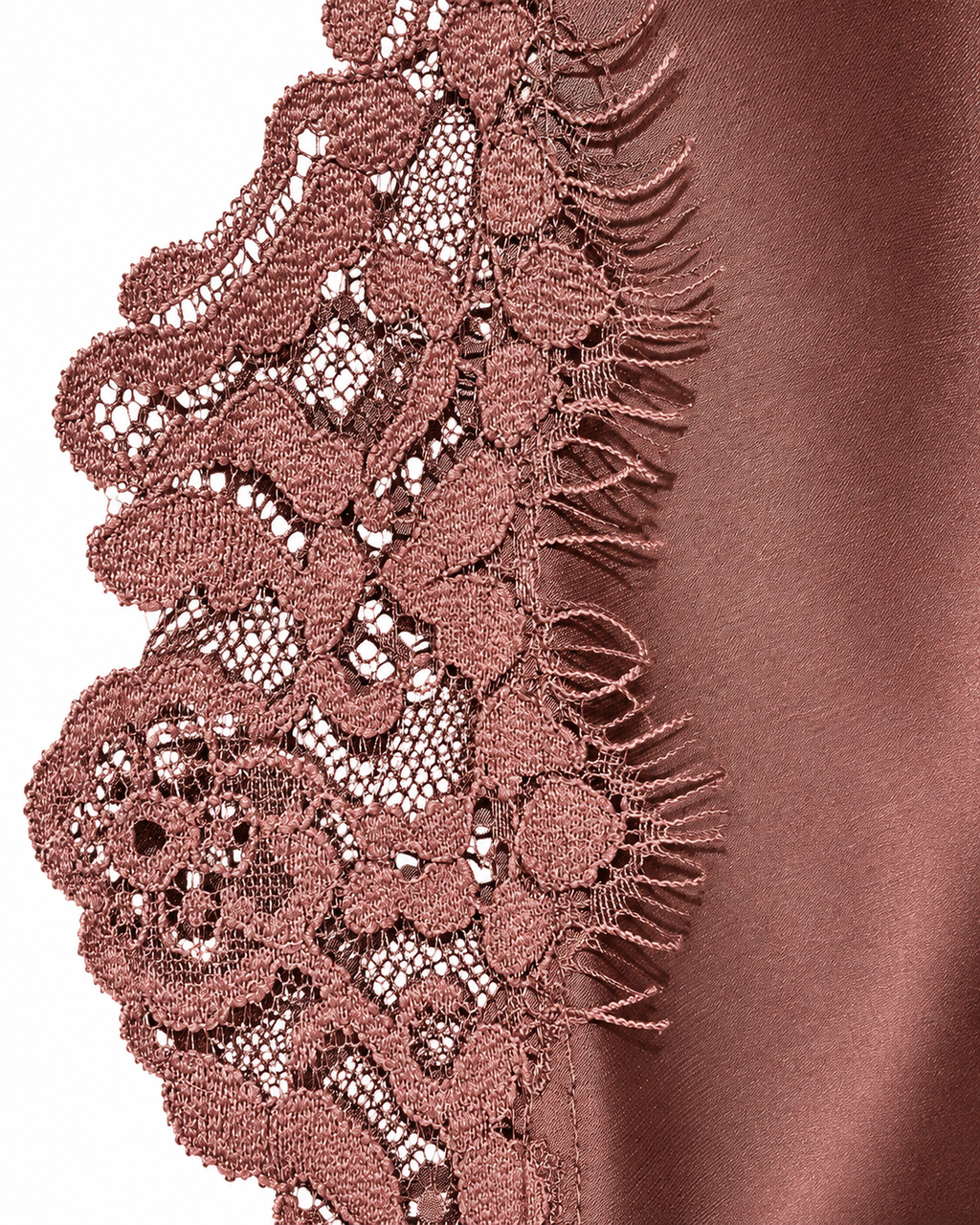 Chocolate Satin Lace-Trim Skirt