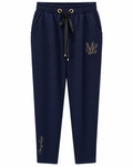 Navy Crystal Logo Jogger Pants
