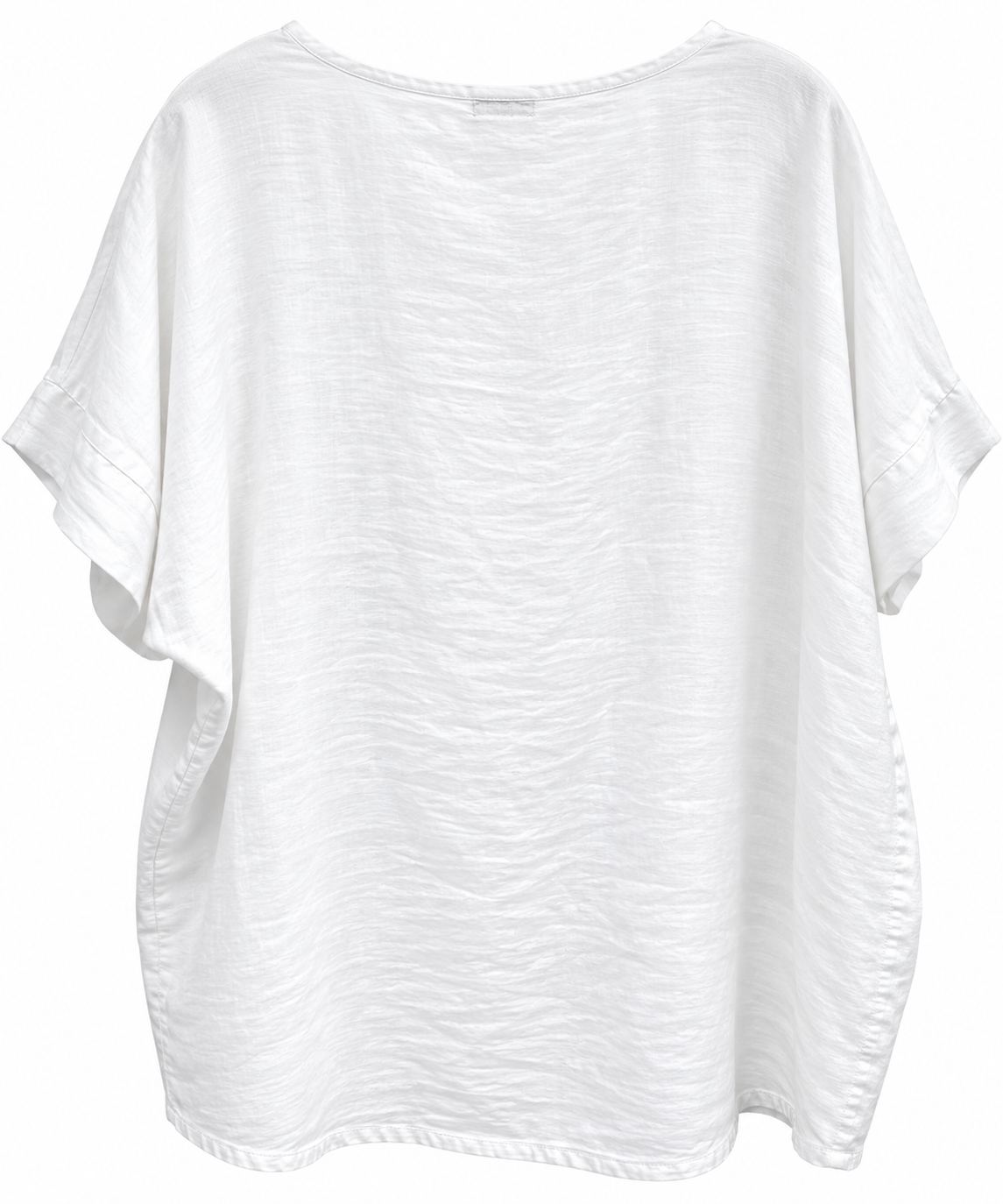 White Italian linen top with eyelet broderie anglaise hem - front view