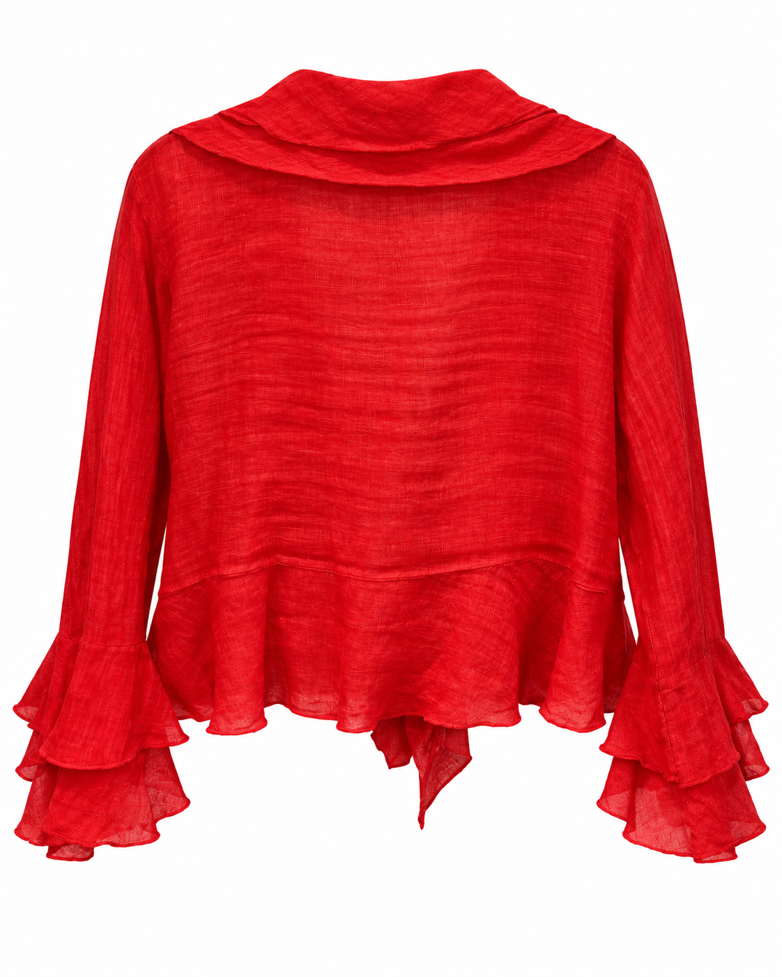 Red Linen Ruffle Jacket