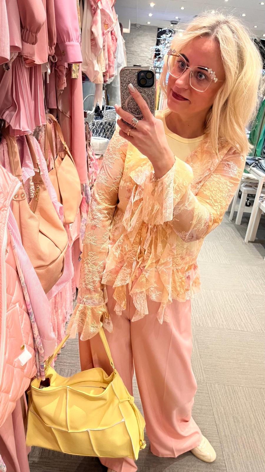 Blouse with ruffles sheer fits S/M