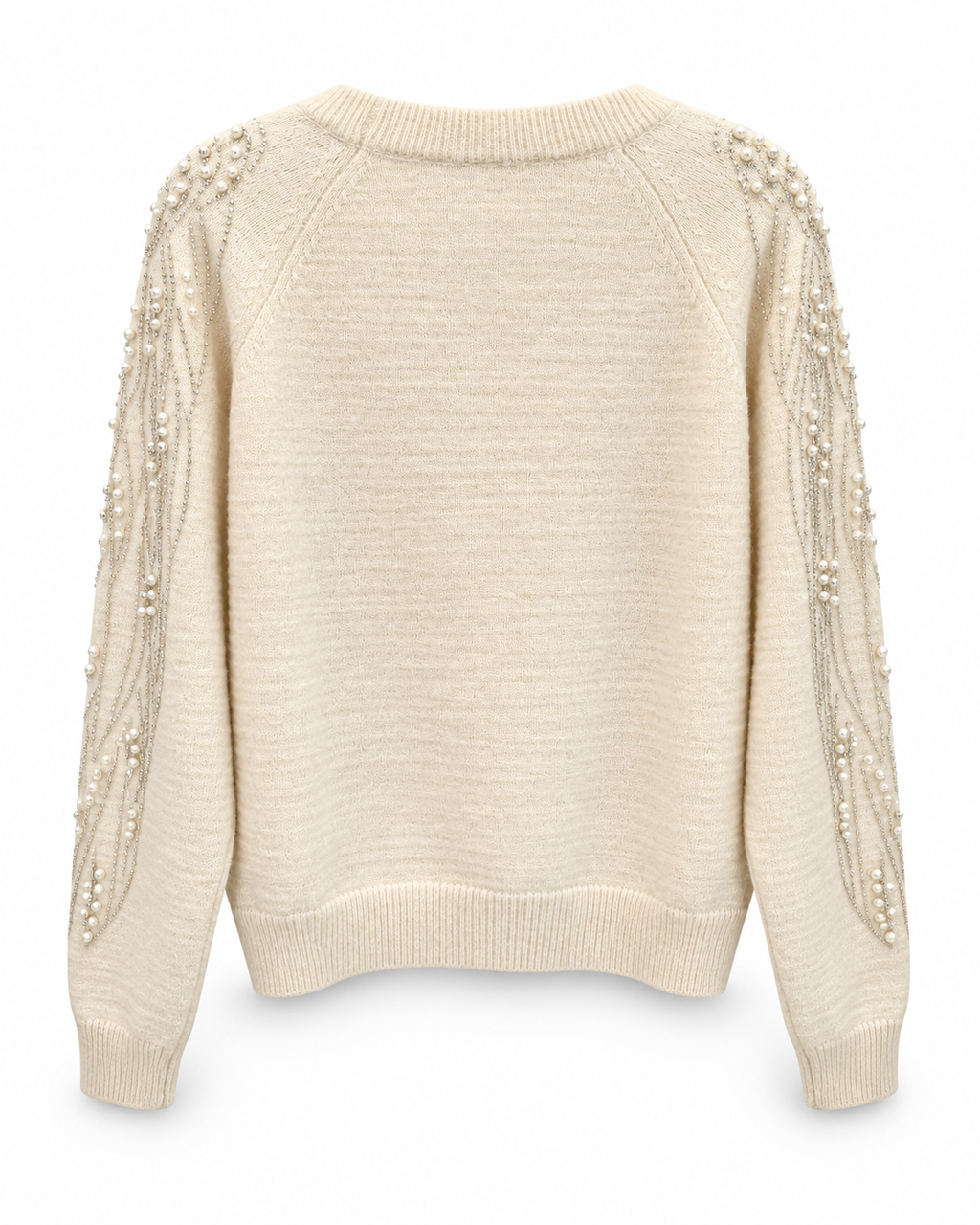 Ivory Pearl & Crystal Chain Knit Sweater