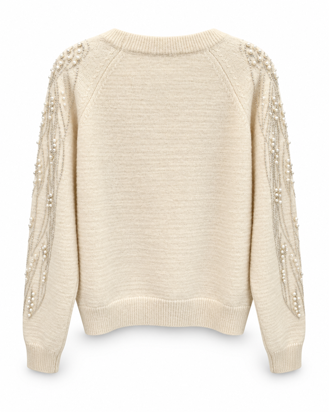 Ivory Pearl & Crystal Chain Knit Sweater
