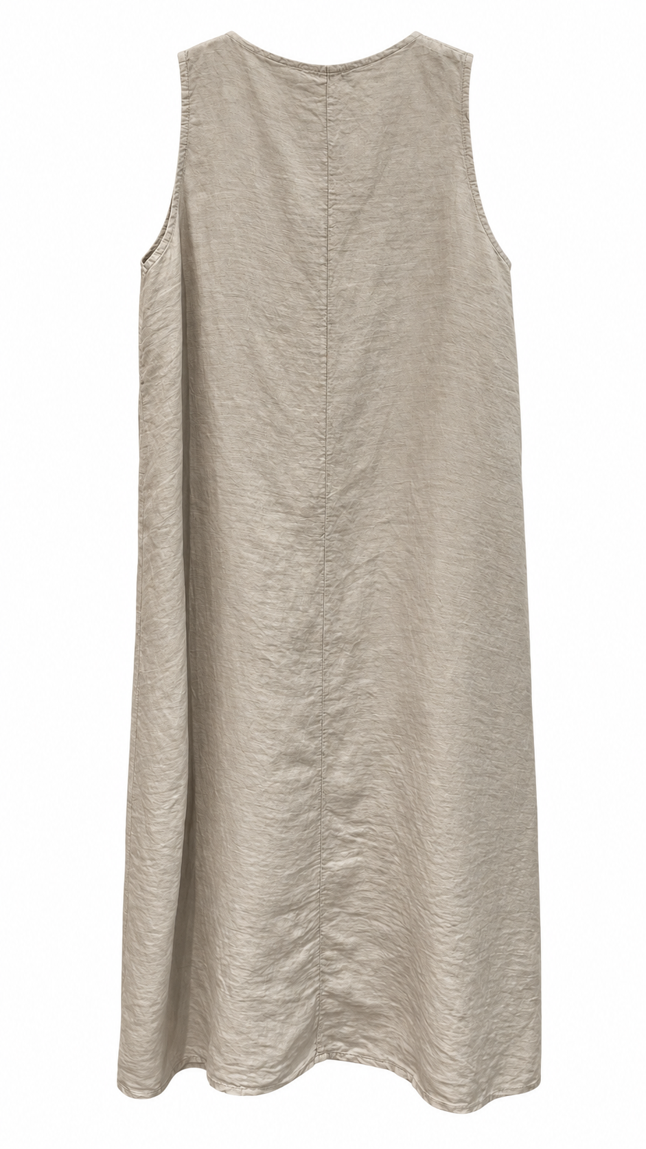 Silver Beige Linen Crystal Crochet Star Appliqué Side-Tie Midi Dress