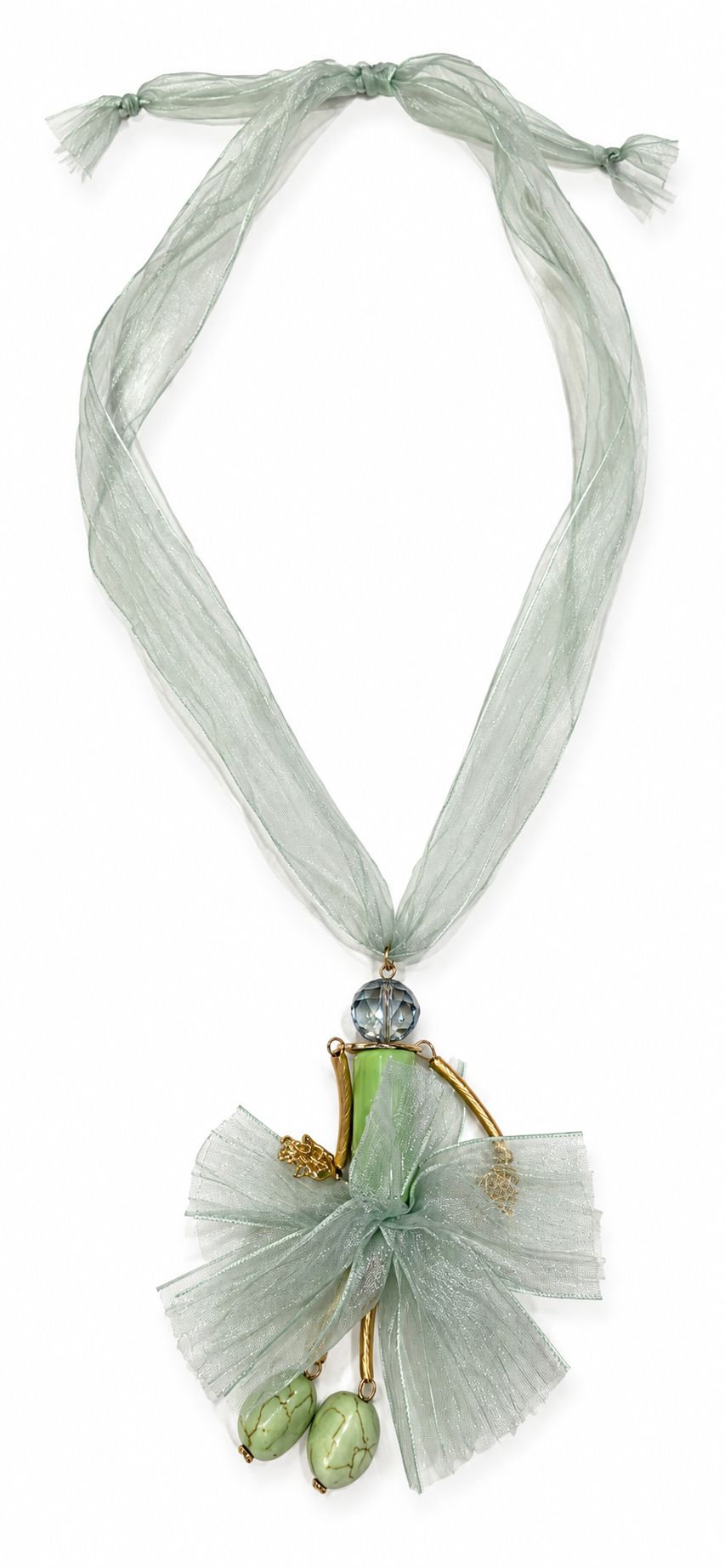 Sage Organza Doll Necklace