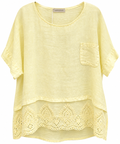 Sunshine Yellow Italian Linen Eyelet Top