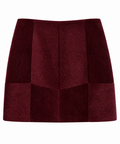 Burgundy corduroy mini skirt front view