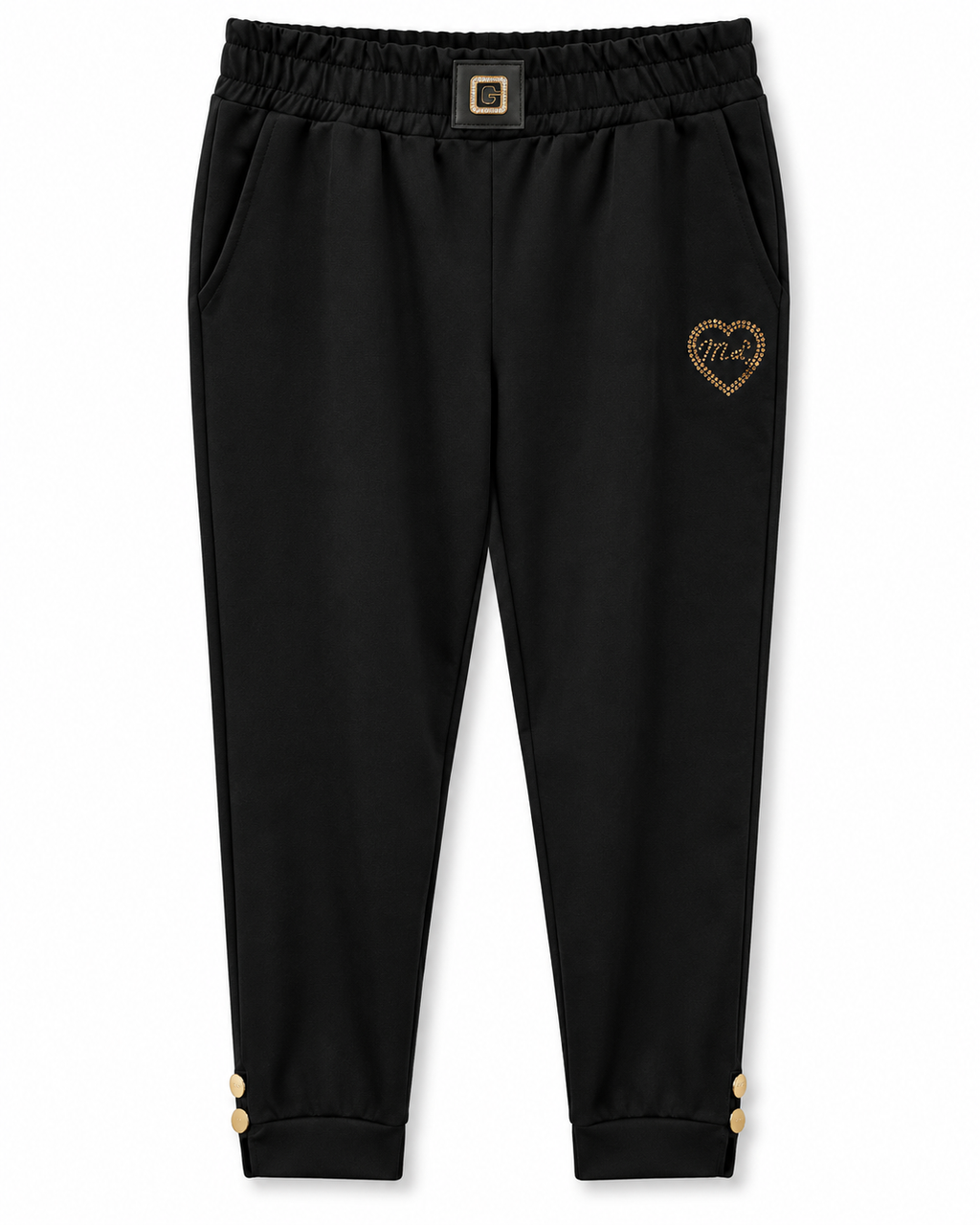 Black Crystal Heart Jogger Pants
