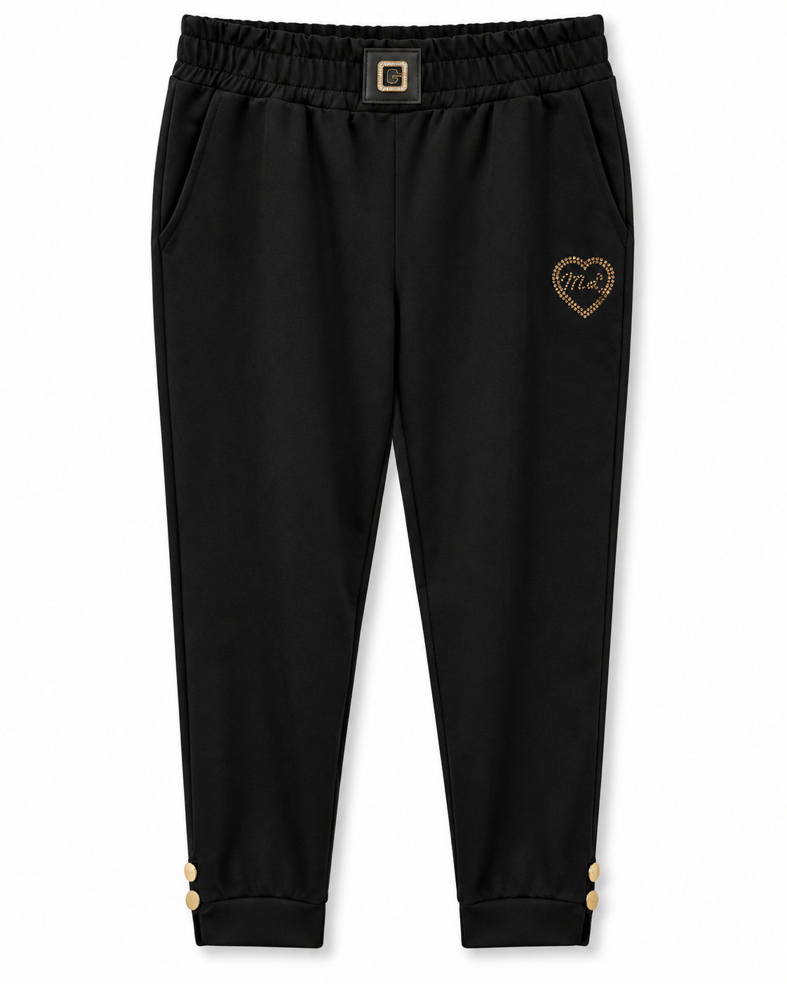 Black Crystal Heart Jogger Pants
