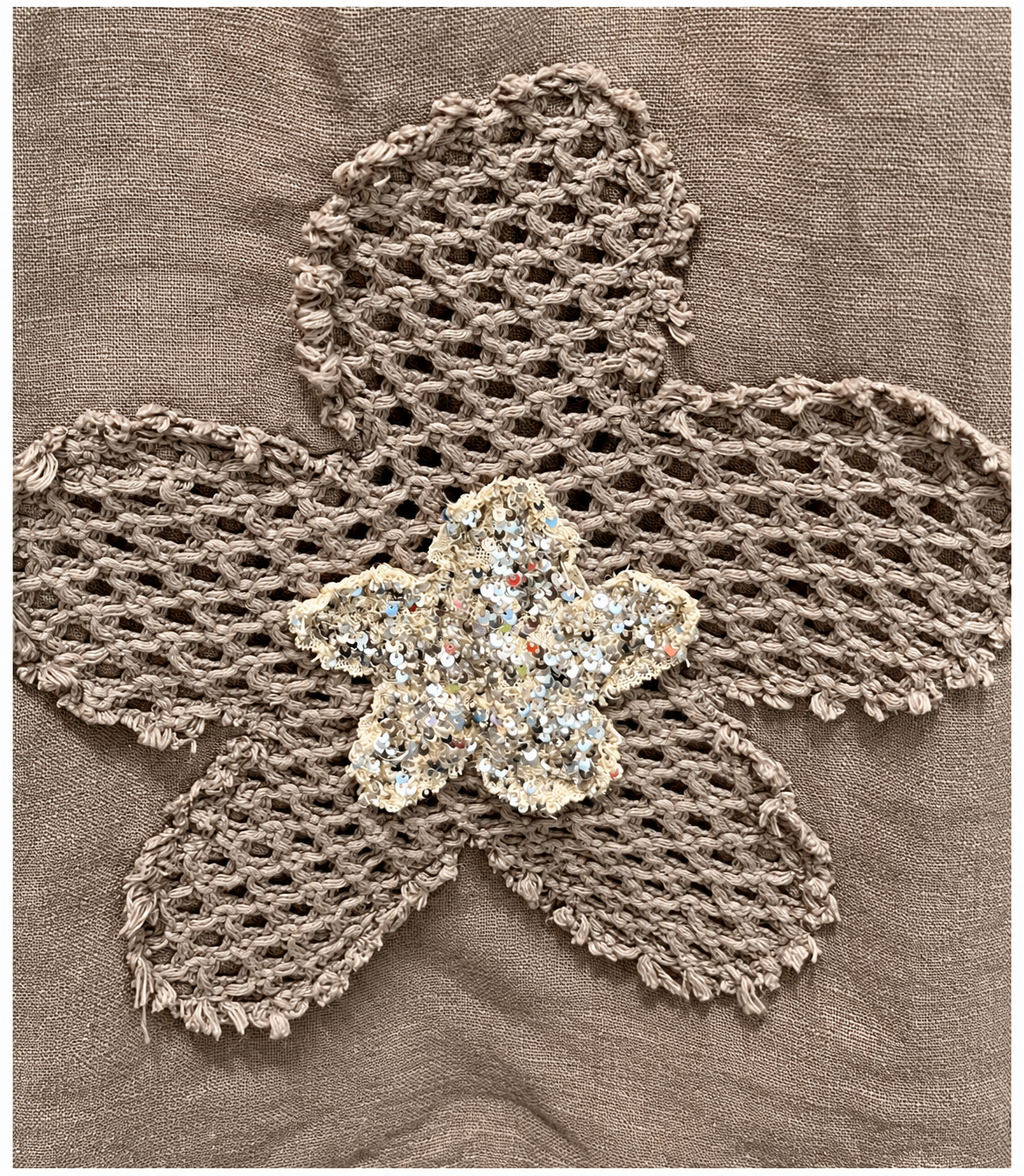 Linen Wide-Leg Pants with Sequin Flowers