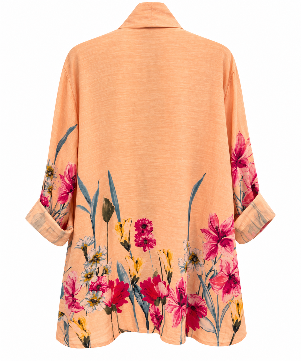 Peach Floral Linen Jacket