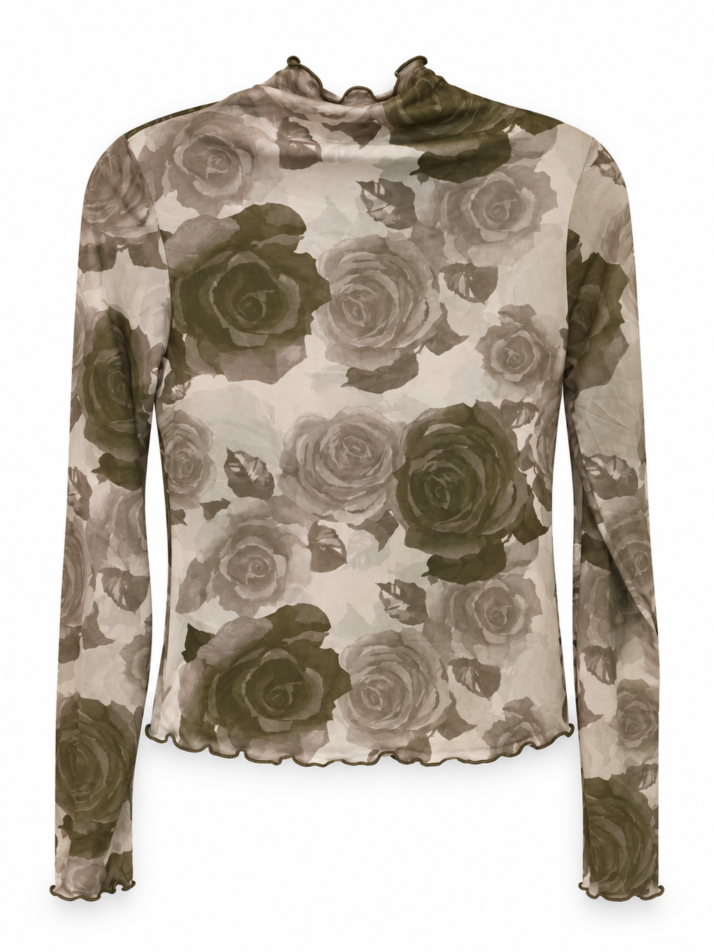 Olive Rose Print Mesh Top