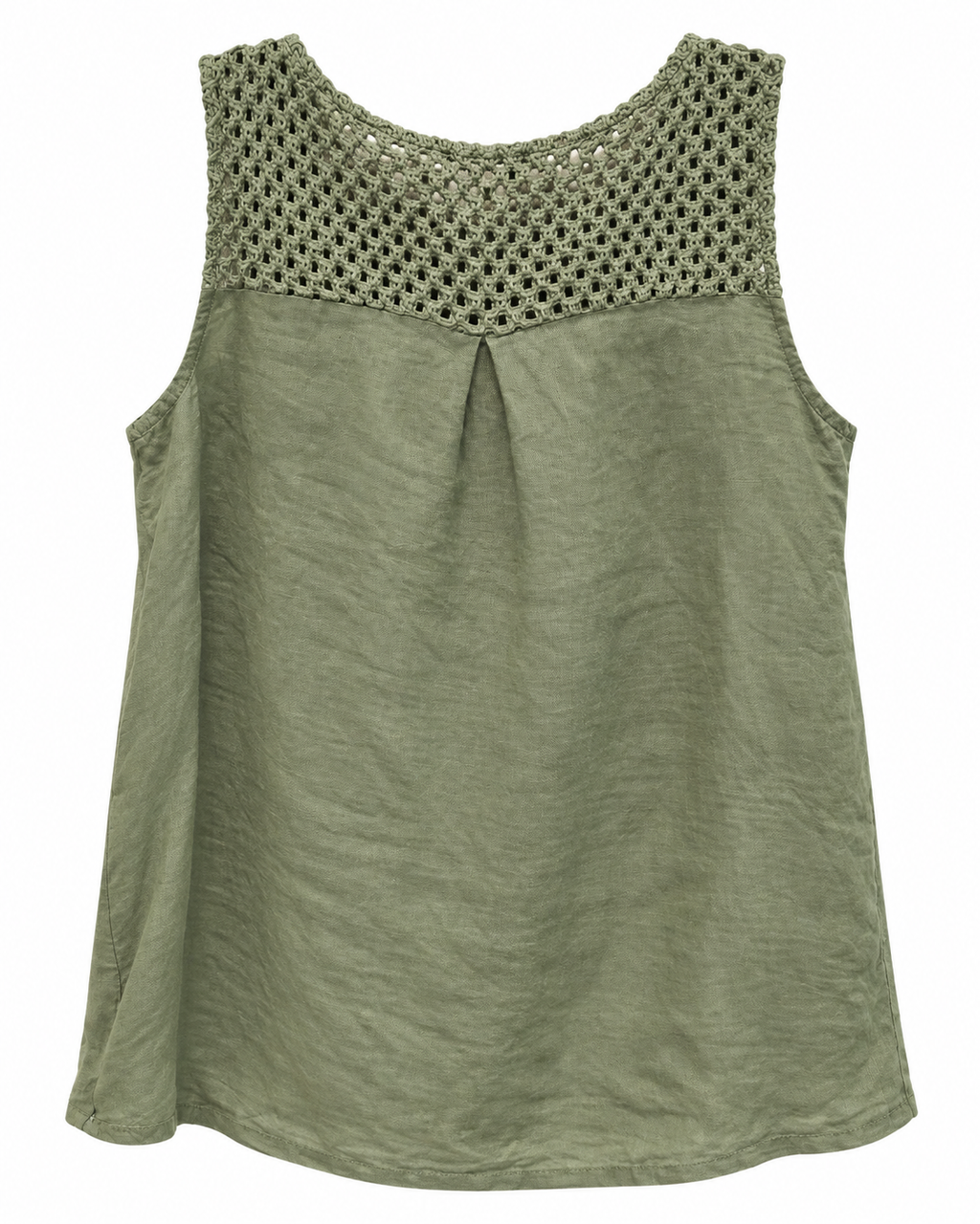 Sage Linen Crochet Flower Tank
