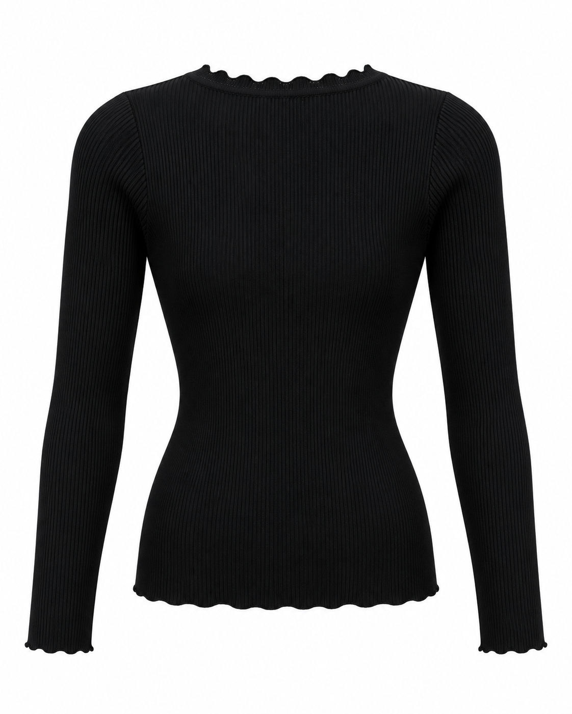 Black ribbed wide-leg trousers, front view