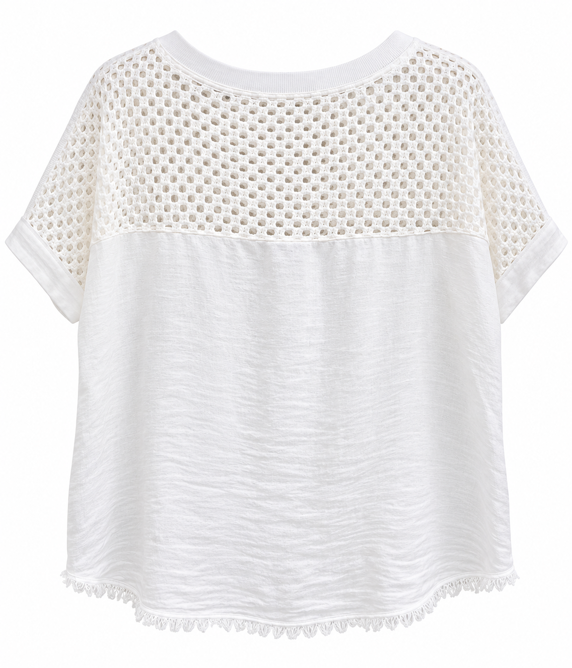 Italian Linen Top with Flower Appliqué – White