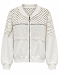 Ivory Mesh Lace Bomber Jacket