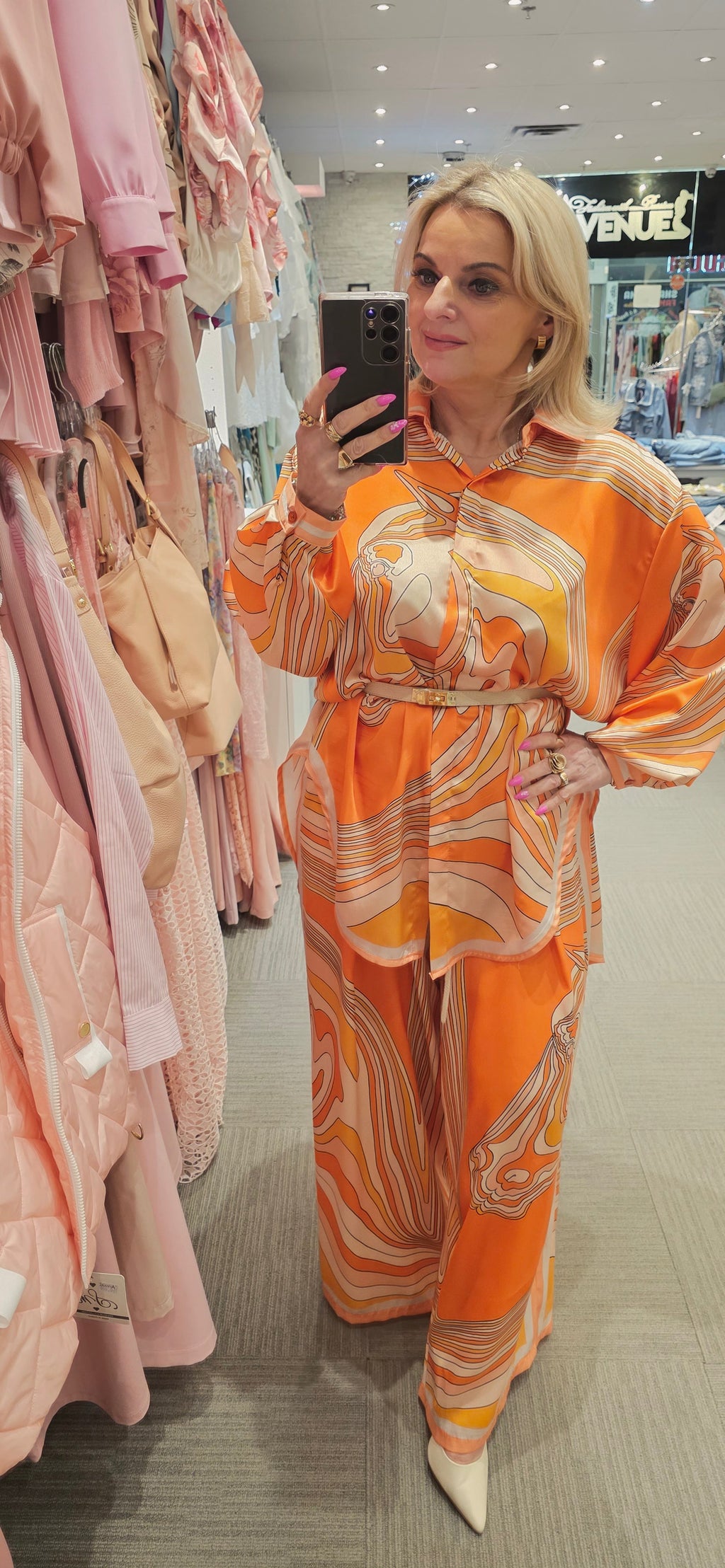 Oversized Satin Set – Blouse & Pants Horse Print fits S/M/L