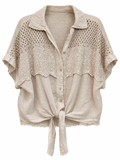 Beige Linen Crochet Lace Shirt